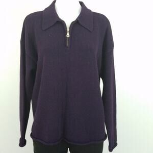 Express Tricot 1/4 Zip Deep Eggplant Pullover Sweater Women's Size Large